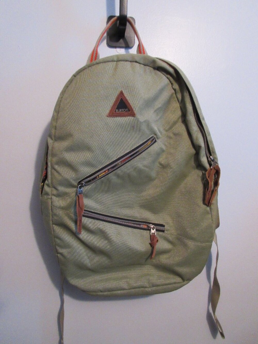 Burton Sage Olive Green Backpack Tie Dye Print Lining Faux Suede Trim